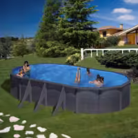 Piscina Gre Granada de acero con decoración grafito KITPROV738GF 730x375x132