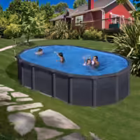 Piscina Gre Capri de acero con decoración grafito KITPROV6188GF 610x375x132
