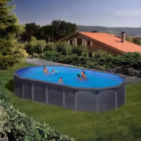 Piscina Gre Capri de acero con decoración grafito KITPROV7388GF 730x375x132